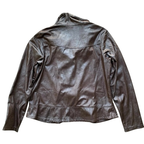 Damee Inc Lightweight Faux Leather Wire Collar Buttoned Jacket Brown Size M - Picture 2 of 6